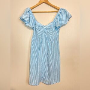 NWT LA Relaxed Blue & White Stripe Sundress Organic Cotton Linen